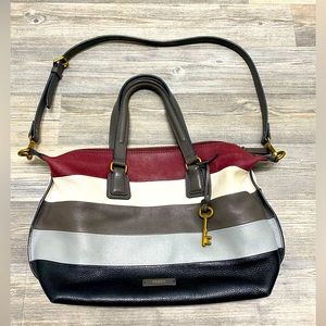Fossil Julia Satchel Stripe Wine Multi